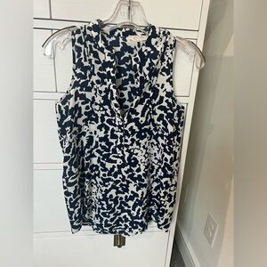Navy and white sleeveless blouse  , XS